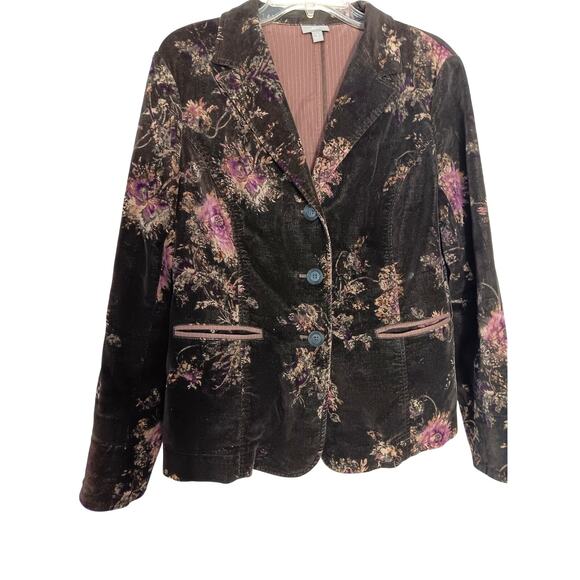 J.Jill Brown Velvet floral Blazer size S - Picture 1 of 4
